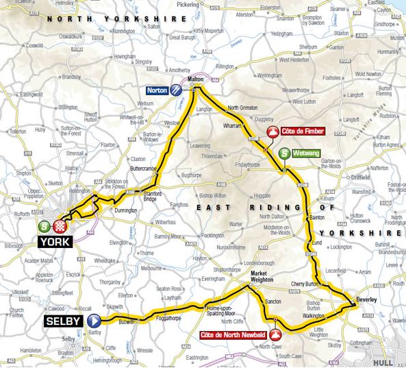 Tour de Yorkshire stage 2 map